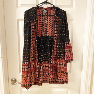 Angie Women's Open Front Long Rayon Cardigan Cover Up Bell Sleeve Large